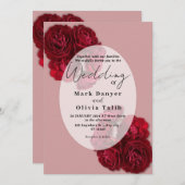 Elegante Rote Rose Hochzeit Einladung - Romantisch (Vorne/Hinten)