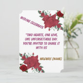 Elegante Rote Rose Hochzeit Einladung | Zwei Herze (Stehend Vorderseite)