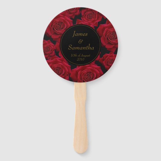 Elegante Rote Rose - Hochzeit Fächer (Rückseite)