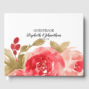 Elegante Rote Rose Hochzeit Gästebuch