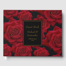 Elegante Rote Rose - Hochzeit Gästebuch