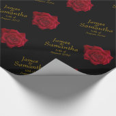 Elegante Rote Rose - Hochzeit Geschenkpapier (Ecke)