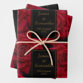 Elegante Rote Rose - Hochzeit Geschenkpapier Set (Beispiel)