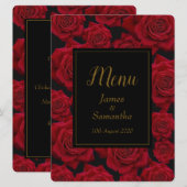 Elegante Rote Rose - Hochzeit Menükarte (Vorne/Hinten)
