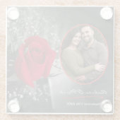 Elegante Rote Rose Hochzeit Portrait Vignette Glasuntersetzer (Rückseite)