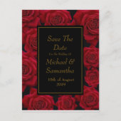 Elegante Rote Rose - Hochzeit speichert das Datum Ankündigungspostkarte (Vorderseite)