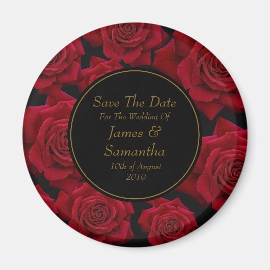 Elegante Rote Rose - Hochzeit speichert das Datum Magnet (Vorne)