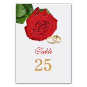 Elegante Rote Rose Hochzeitskarten Tischnummer (Rückseite)
