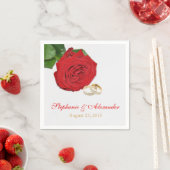 Elegante Rote Rose Hochzeitspapier Napkins Serviette (Beispiel)