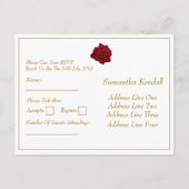 Elegante Rote Rose - Hochzeitstipendium Einladungspostkarte (Rückseite)