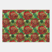 Elegante Rote Rose Imitate gestanztes Glasmuster Geschenkpapier Set (Vorderseite 3)