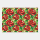 Elegante Rote Rose Imitate gestanztes Glasmuster Geschenkpapier Set (Vorderseite 2)