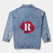 Elegante Rote Rose Initial Modern Monogram Jeansjacke (Rückseite)