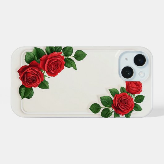 Elegante Rote Rose iPhone 15 Hülle (Rückseite (Horizontal))
