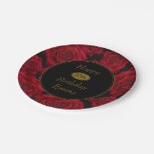 Elegante Rote Rose irgendein Pappteller (Schrägansicht)