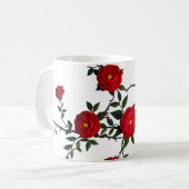 Elegante Rote Rose Kaffeetasse (Vorderseite Links)