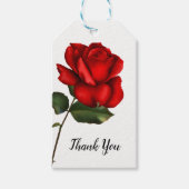 Elegante Rote Rose Long Stem Floral Gastgeschenk Geschenkanhänger (Vorderseite)