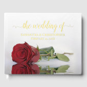 Elegante Rote Rose Medium Wedding Foil Gästebuch (Vorderseite)