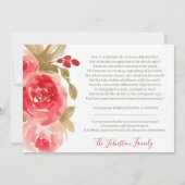 Elegante Rote Rose mit Blumen in liebevollem Dankeskarte (Rückseite)