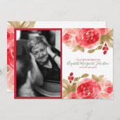 Elegante Rote Rose mit Blumen in liebevollem Dankeskarte (Vorne/Hinten)