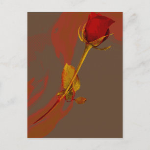 elegante rote Rose mit goldener Touch Postkarte