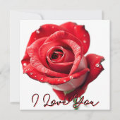 Elegante Rote Rose mit "I Liebe You"-Script Karte (Vorderseite)