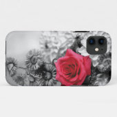 Elegante Rote Rose mit schwarzem u. weißem Case-Mate iPhone Hülle (Rückseite (Horizontal))