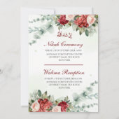 Elegante Rote Rose Muslim Wedding Nikah Einladung (Rückseite)