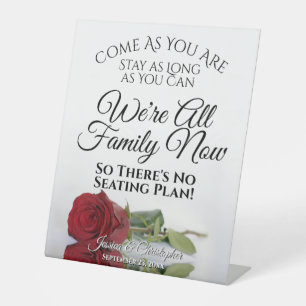 Elegante Rote Rose Open Seating Wedding Sockelschild
