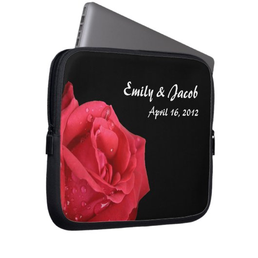Elegante Rote Rose Personalisierte Notebook-Tasche Laptopschutzhülle (Vorne Rechts)