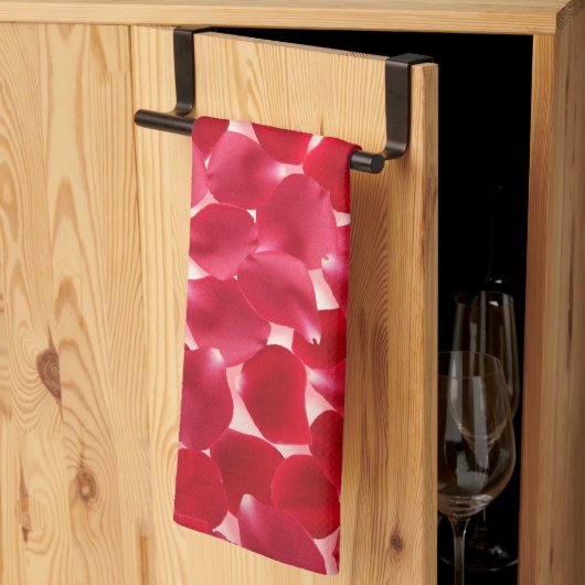 Elegante Rote Rose Petals Romantische Küchentücher (Drittel gefaltet)