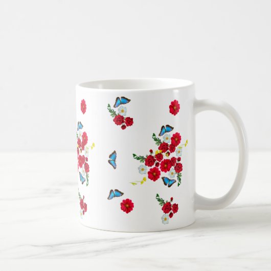 "Elegante Rote Rose Print Tasse" Kaffeetasse (Rechts)