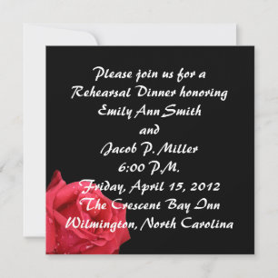 Elegante Rote Rose Rehersal Abendessen Einladung