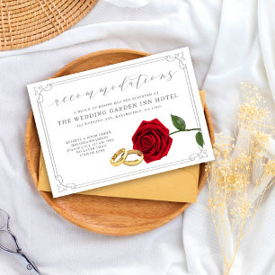 Elegante Rote Rose Rings Wedding Accommodation Car Einladung