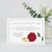 Elegante Rote Rose Rings Wedding Accommodation Car Einladung (Stehend Vorderseite)