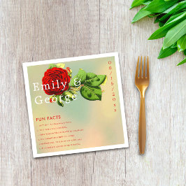 Elegante Rote Rose Romantische Blumen-Spaß-Fakten  Serviette