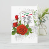 Elegante Rote Rose Romantische Blumenhochzeit Einladung (Stehend Vorderseite)