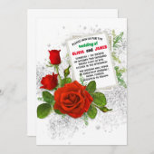 Elegante Rote Rose Romantische Blumenhochzeit Einladung (Vorne/Hinten)