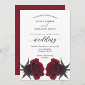 Elegante Rote Rose Romantische Hochzeit Einladung (Vorne/Hinten)