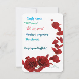 Elegante Rote Rose RSVP Card - Romantische Hochzei Karte