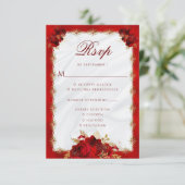 Elegante Rote Rose RSVP Karte (Stehend Vorderseite)