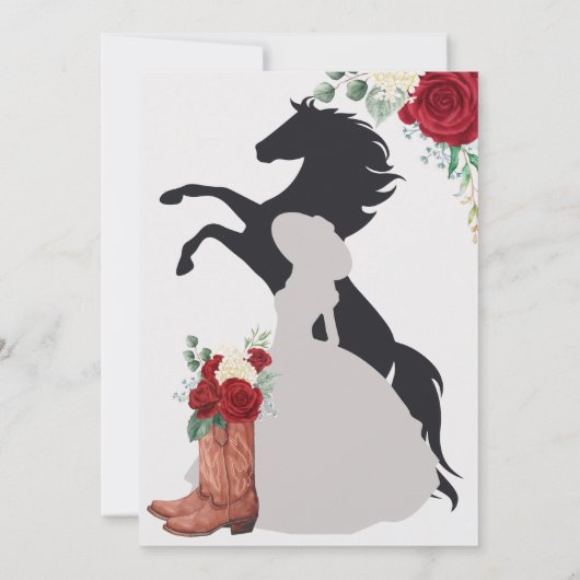 Elegante Rote Rose Rustic Mariachi Charro Quincean Einladung (Rückseite)