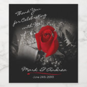 Elegante Rote Rose Schwarz und Weiß Vignette Weinetikett (Einzelnes Label)