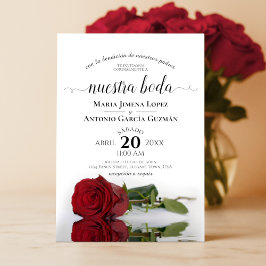 Elegante Rote Rose Spanisch Nuestra Boda Wedding Einladung