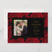 Elegante Rote Rose - Vielen Dank Postkarte (Vorne/Hinten)