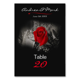 Elegante Rote Rose Vignette Black Classic Table Nu Tischnummer