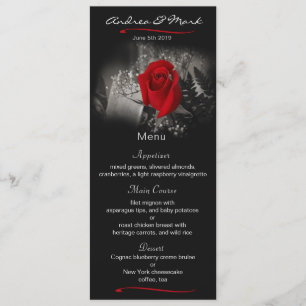 Elegante Rote Rose Vignette Wedding Menu Card Menükarte