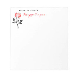 Elegante Rote Rose vom Schreibtisch Notizblock