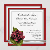 Elegante Rote Rose Wanderkarten Einladung (Vorne/Hinten)