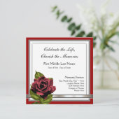 Elegante Rote Rose Wanderkarten Einladung (Stehend Vorderseite)